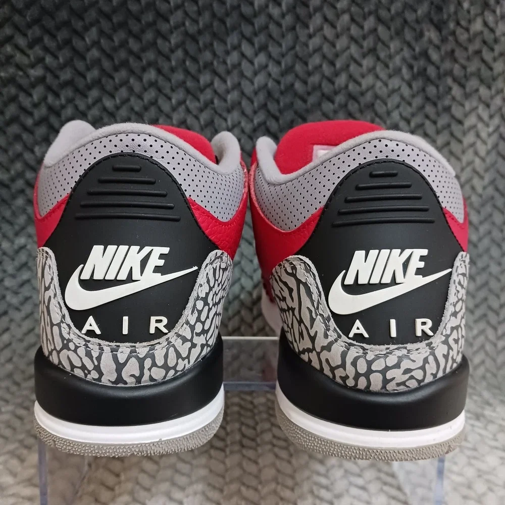 Jordan 3 Retro SE Mid Unite GS Fire Red Cement Grey Leather Sneakers Shoes Sz 7Y